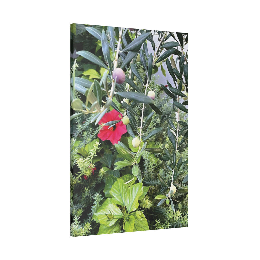 SOMETHING LUSH | Hibiscus and Red Wine Grapes Stretched Satin Canvas