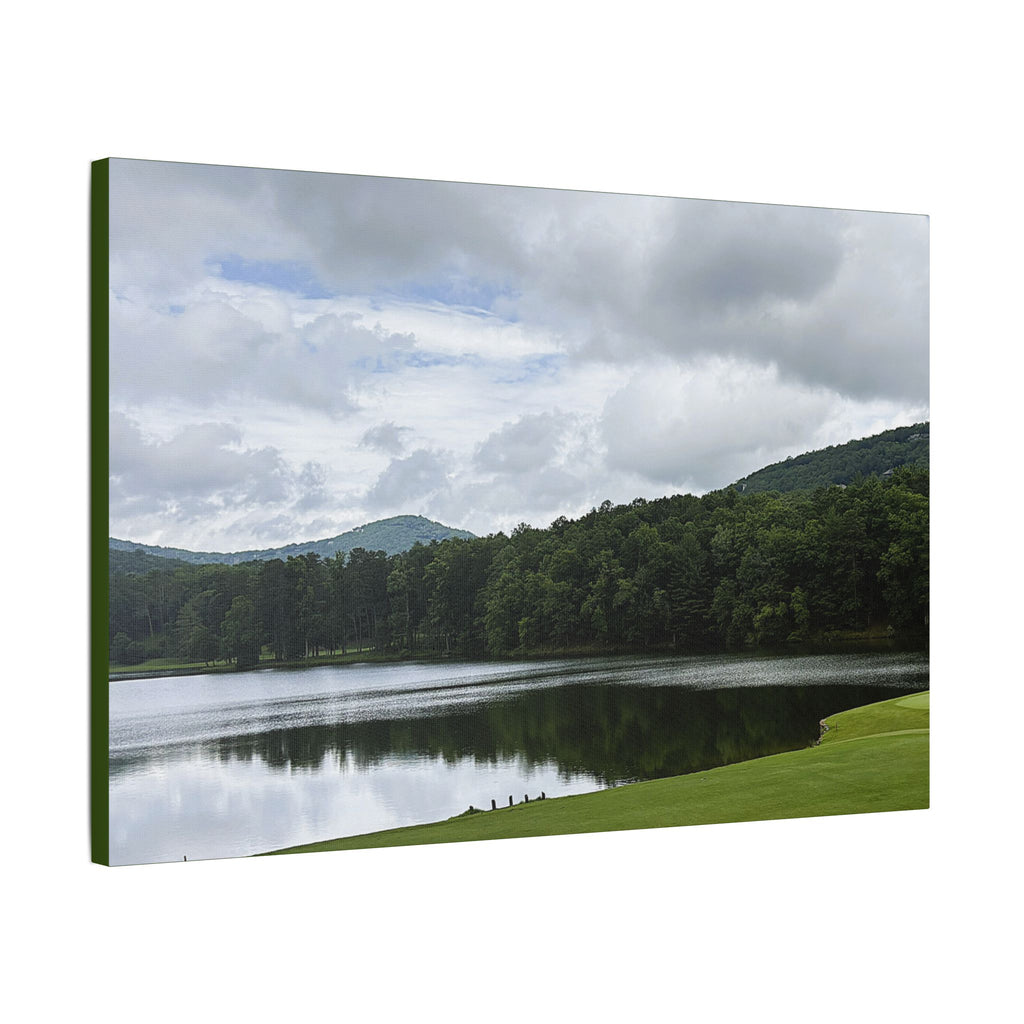 SOMETHING NEEDED | North Georgia Lake Landscape Canvas Stretched | Satin Canvas Wall Art