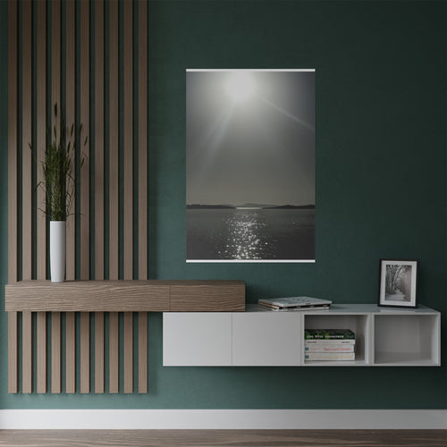 SOMETHING DAZZLING | Island of Mykonos Sunlit Seascape Satin Poster | Ocean Horizon Reflection