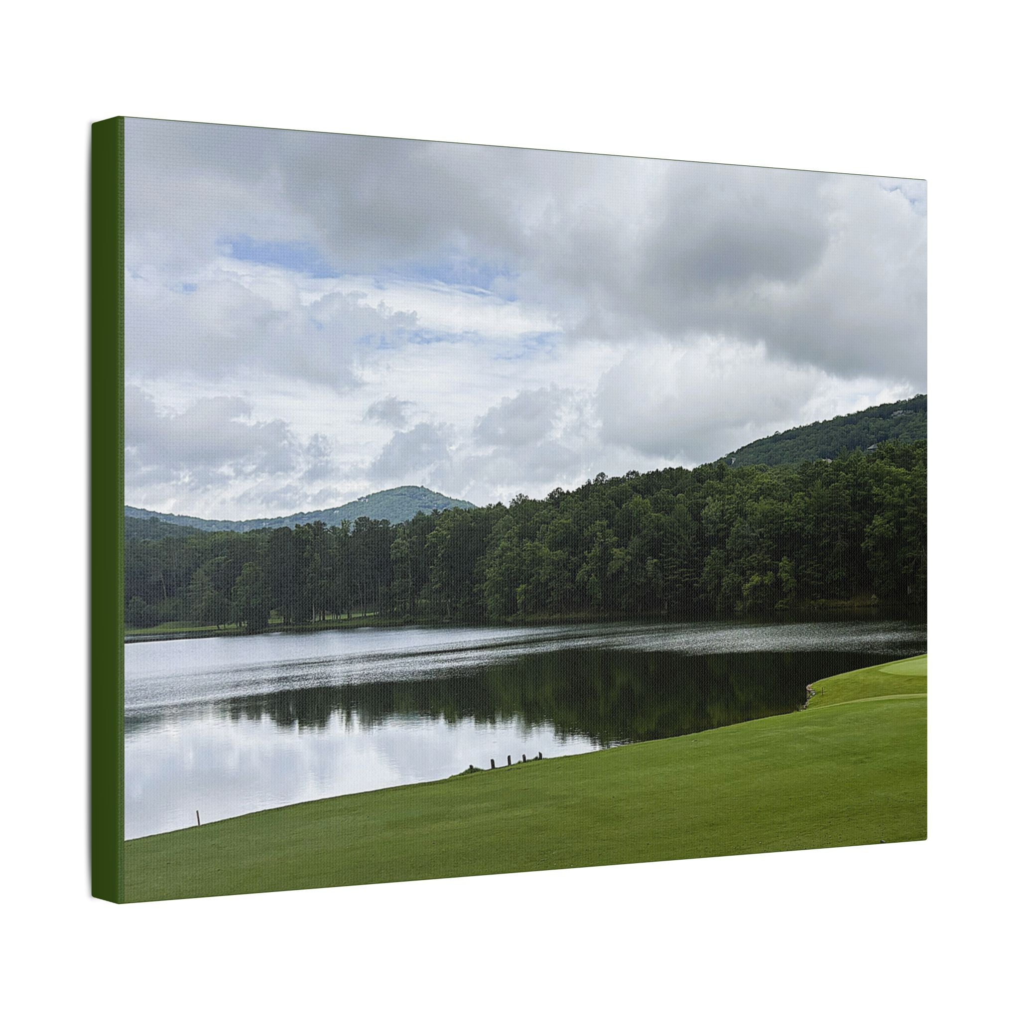 SOMETHING NEEDED | North Georgia Lake Landscape Canvas Stretched | Satin Canvas Wall Art