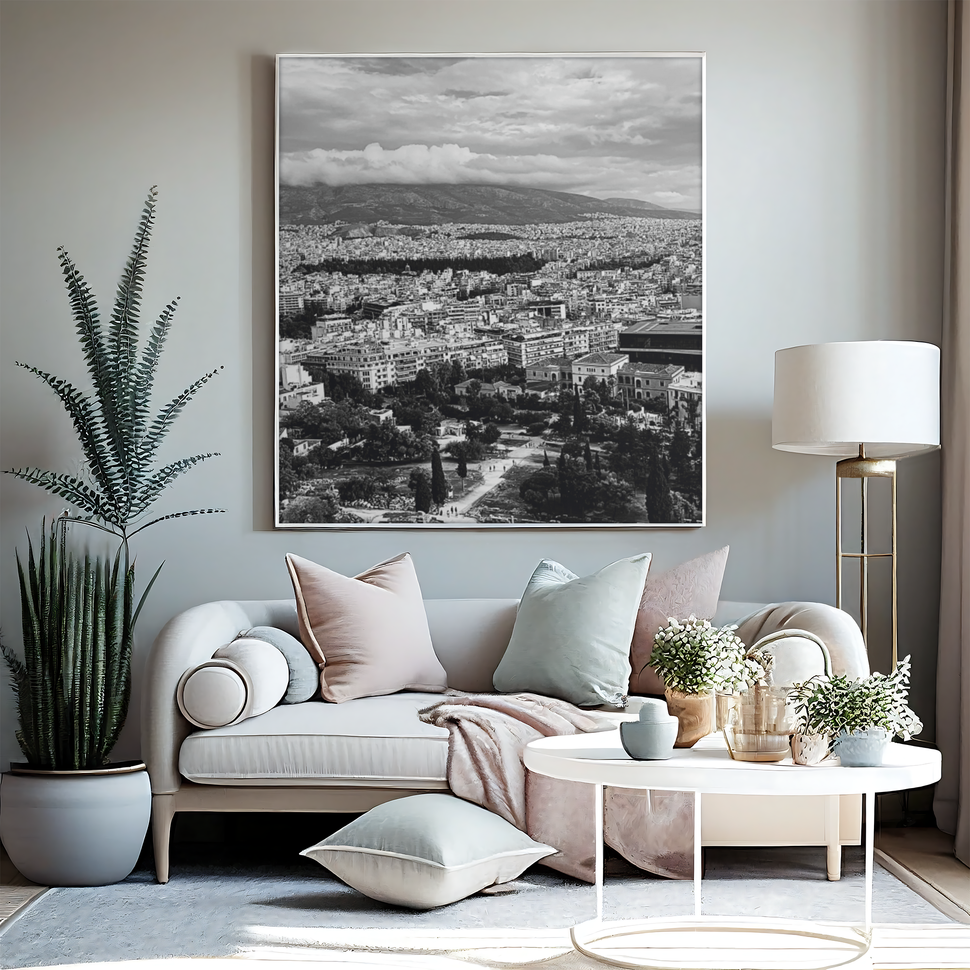 SOMETHING NEW | Athens Cityscape Stretched Canvas | Satin Wall Art