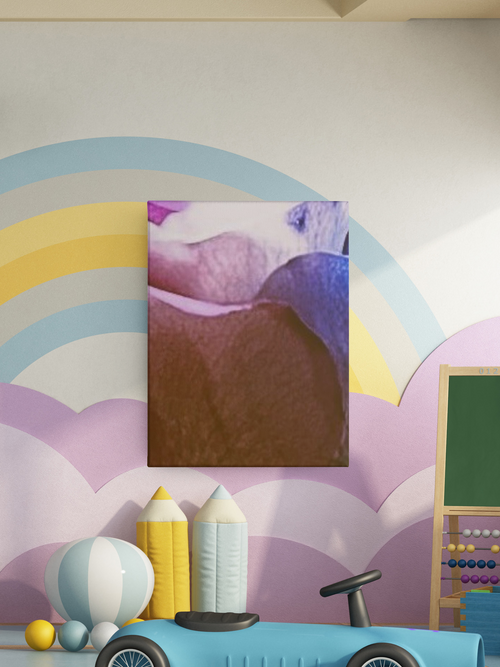 Abstract Brown Purple Wall Art | Organic Shapes Satin Stretched Canvas