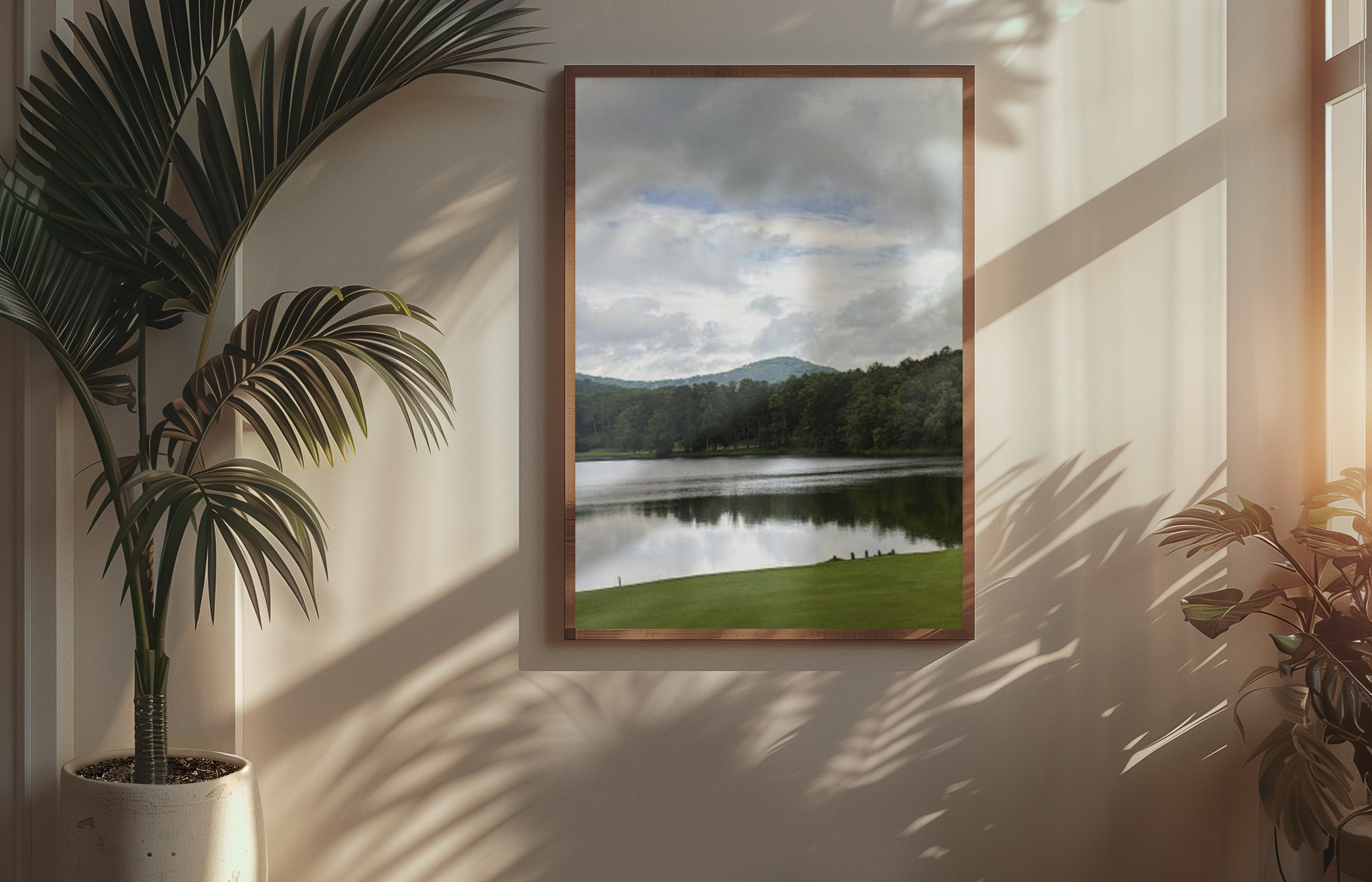 SOMETHING NEEDED | North Georgia Lake Landscape Canvas Stretched | Satin Canvas Wall Art