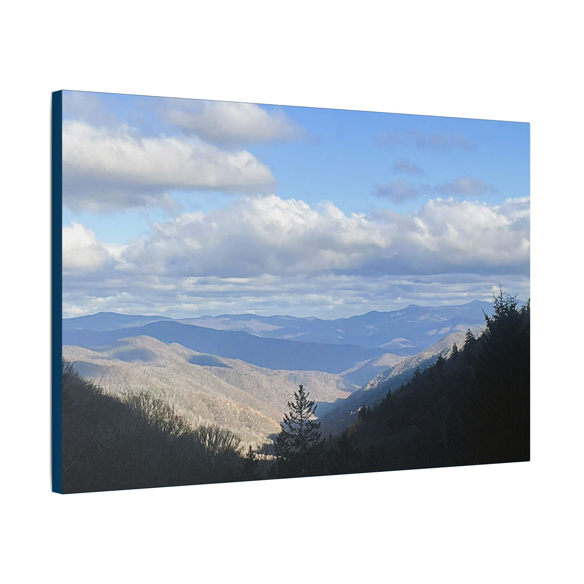 SOMETHING FOUND | TN Blue Mountain Valley Landscape Canvas | Satin Stretched Canvas