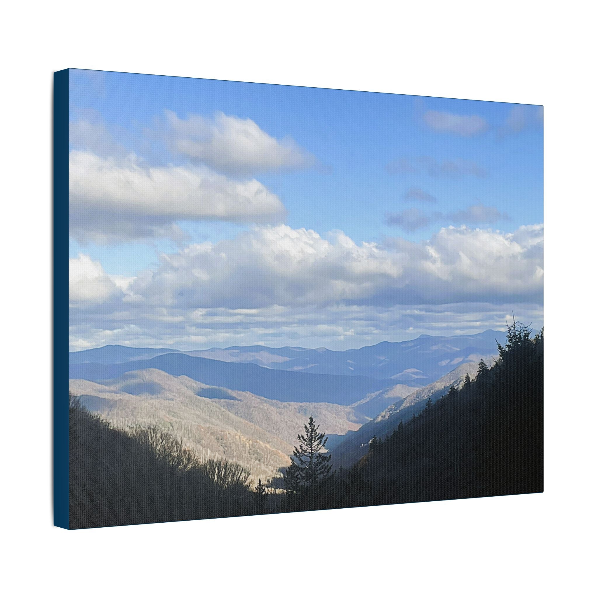 SOMETHING FOUND | TN Blue Mountain Valley Landscape Canvas | Satin Stretched Canvas