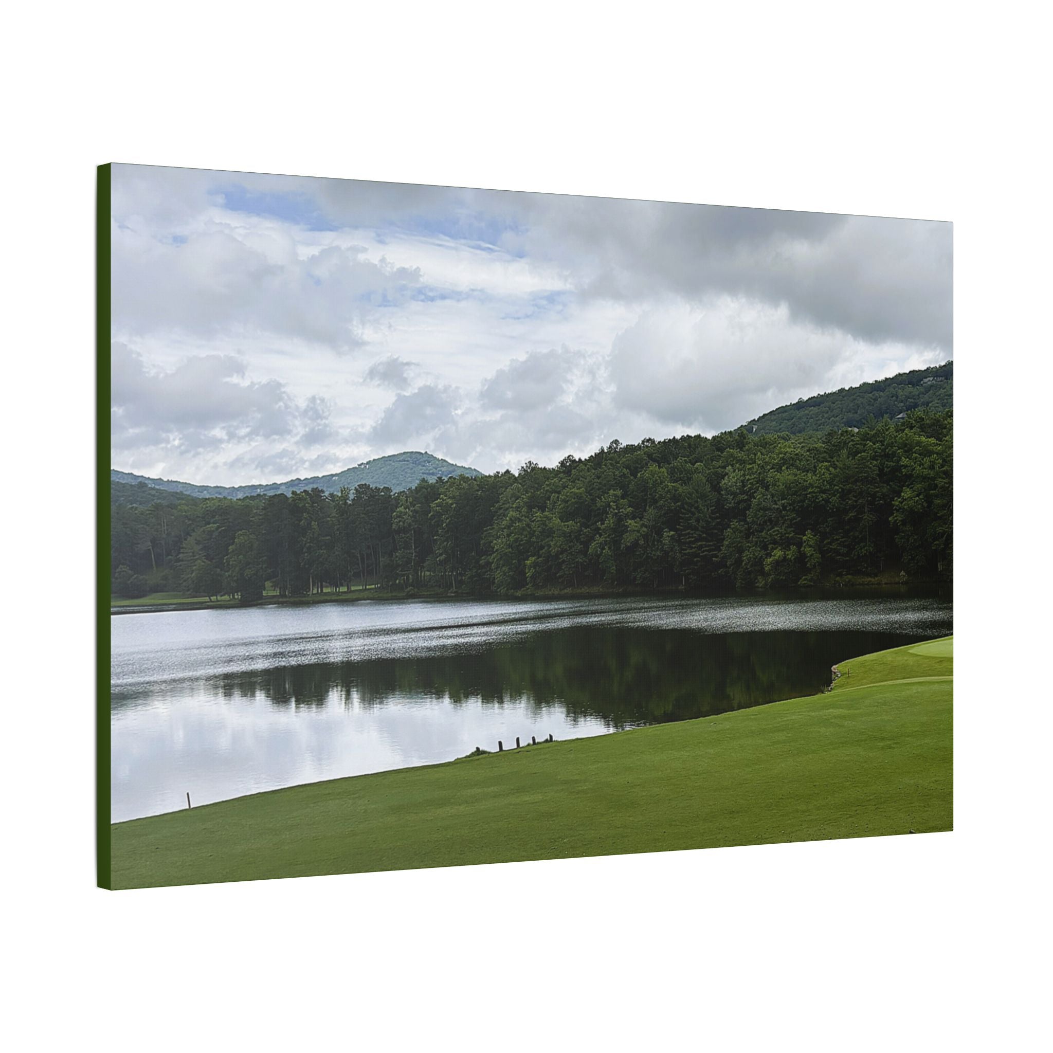 SOMETHING NEEDED | North Georgia Lake Landscape Canvas Stretched | Satin Canvas Wall Art