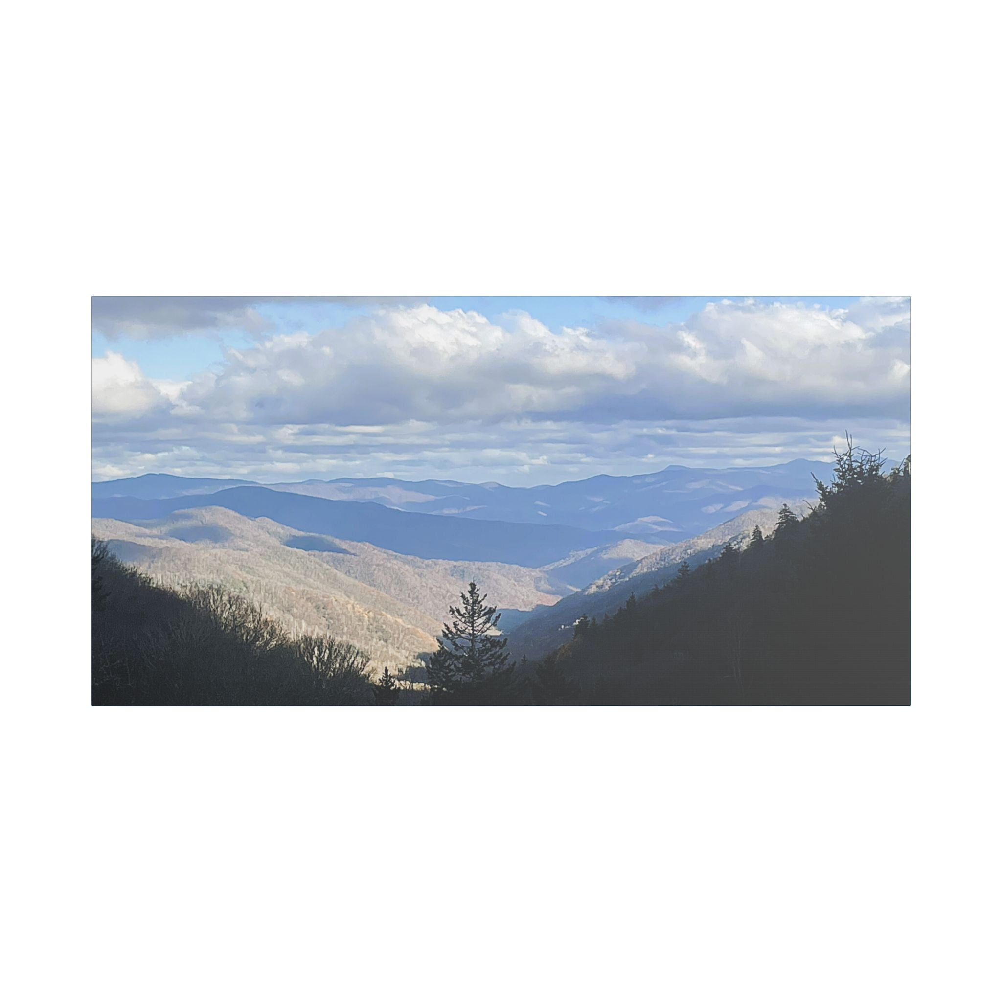SOMETHING FOUND | TN Blue Mountain Valley Landscape Canvas | Satin Stretched Canvas